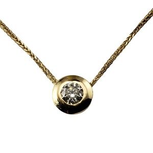14K Yellow Gold Diamond Solitaire Pendant Necklace #16042
